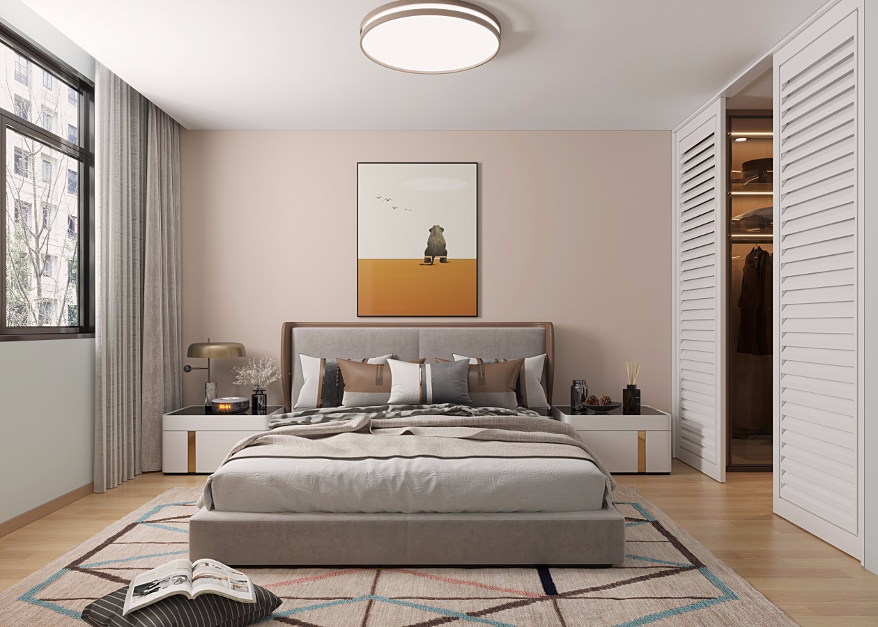 恒大綠洲80m&sup2;北歐風(fēng)案例-主臥效果圖